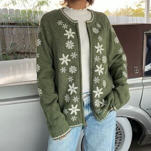 🔥Croft & Barrow Snowflakes Winter Core Holiday Christmas Ugly Knitted Sweater